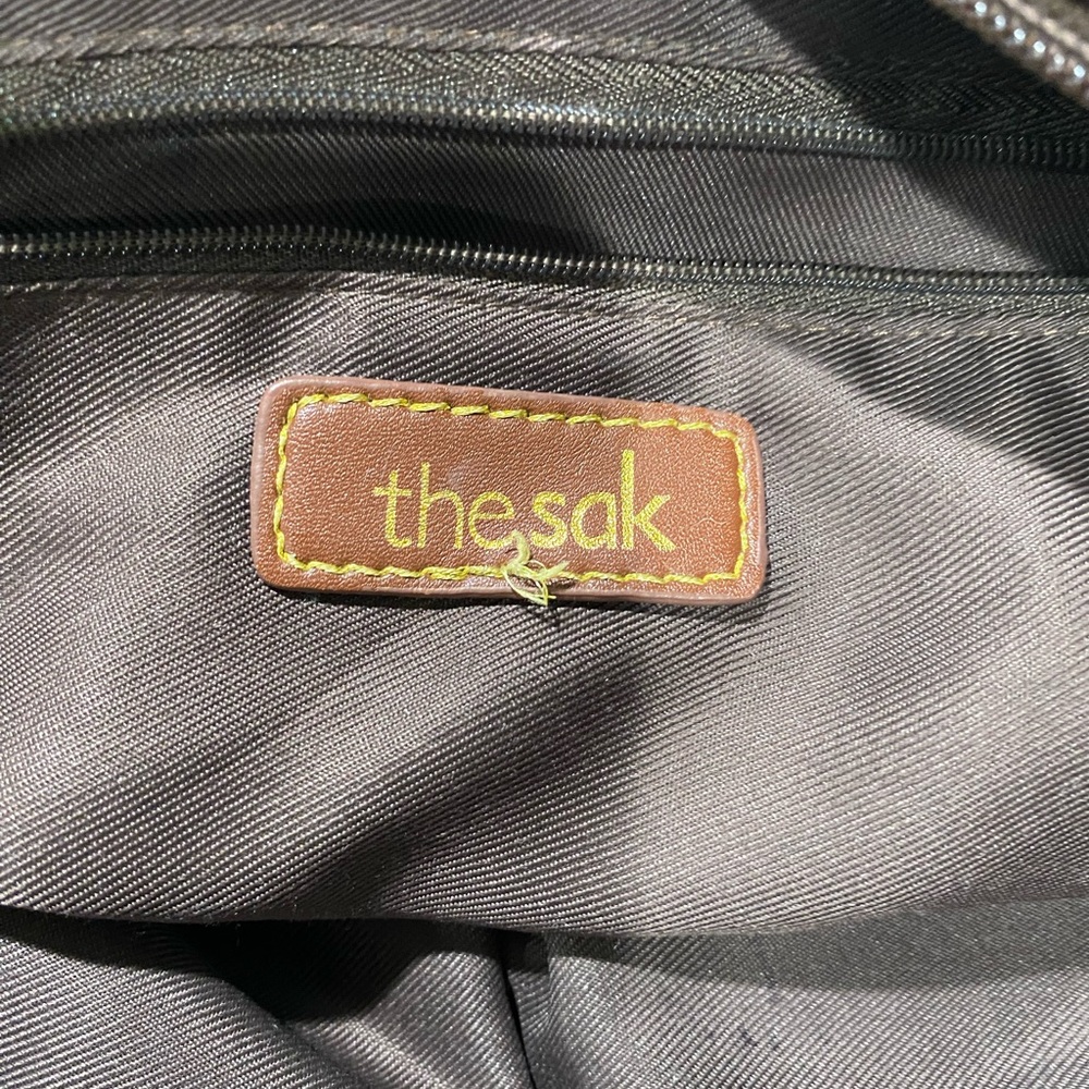 The Sak Brown Fabric Bag with Yellow Stitching